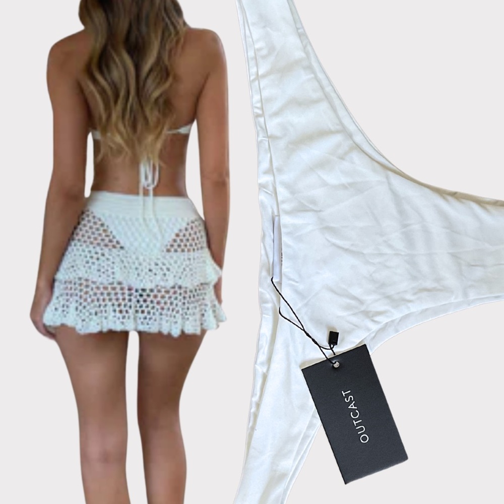 Outcast White Bikini Bottoms Leni Mini Skirt Undergarment Cheeky L XL NWT